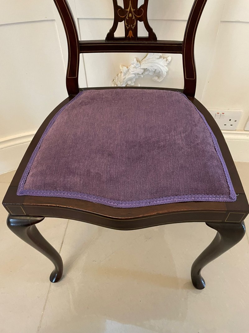 Fine Quality Antique Victorian Set of Four Marquetry Inlaid Chairs - Image 10